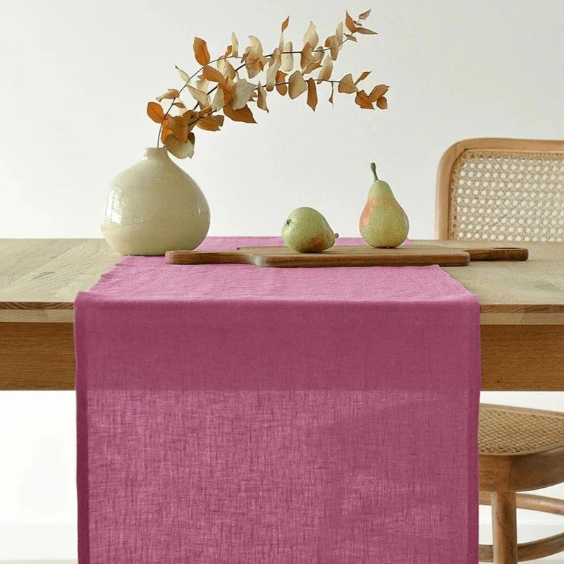 Bluejw 30x200cm French Linen Table Runner for Hotel Napkins Embroidery Punching Table Runner for Wedding  izable - Image 1